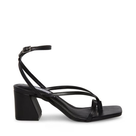 Black Steve Madden Alaina Leather Women's Heels Sandals | PH 3572OVU